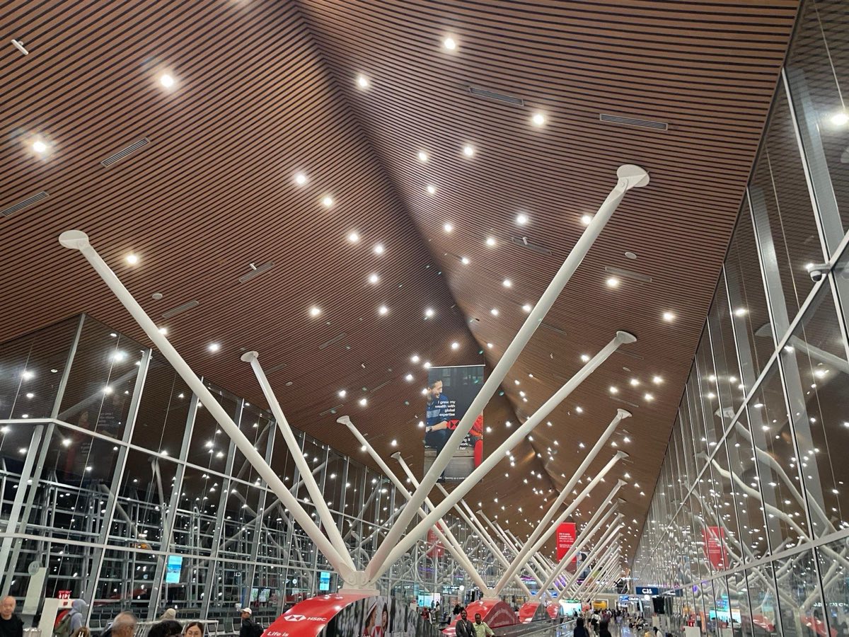 クアラルンプール国際空港の天井、木の枝状のデザイン